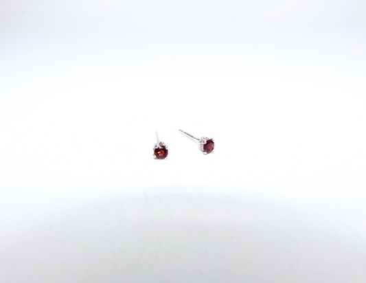 Garnet Birthstone Stud Earrings – Sterling Silver