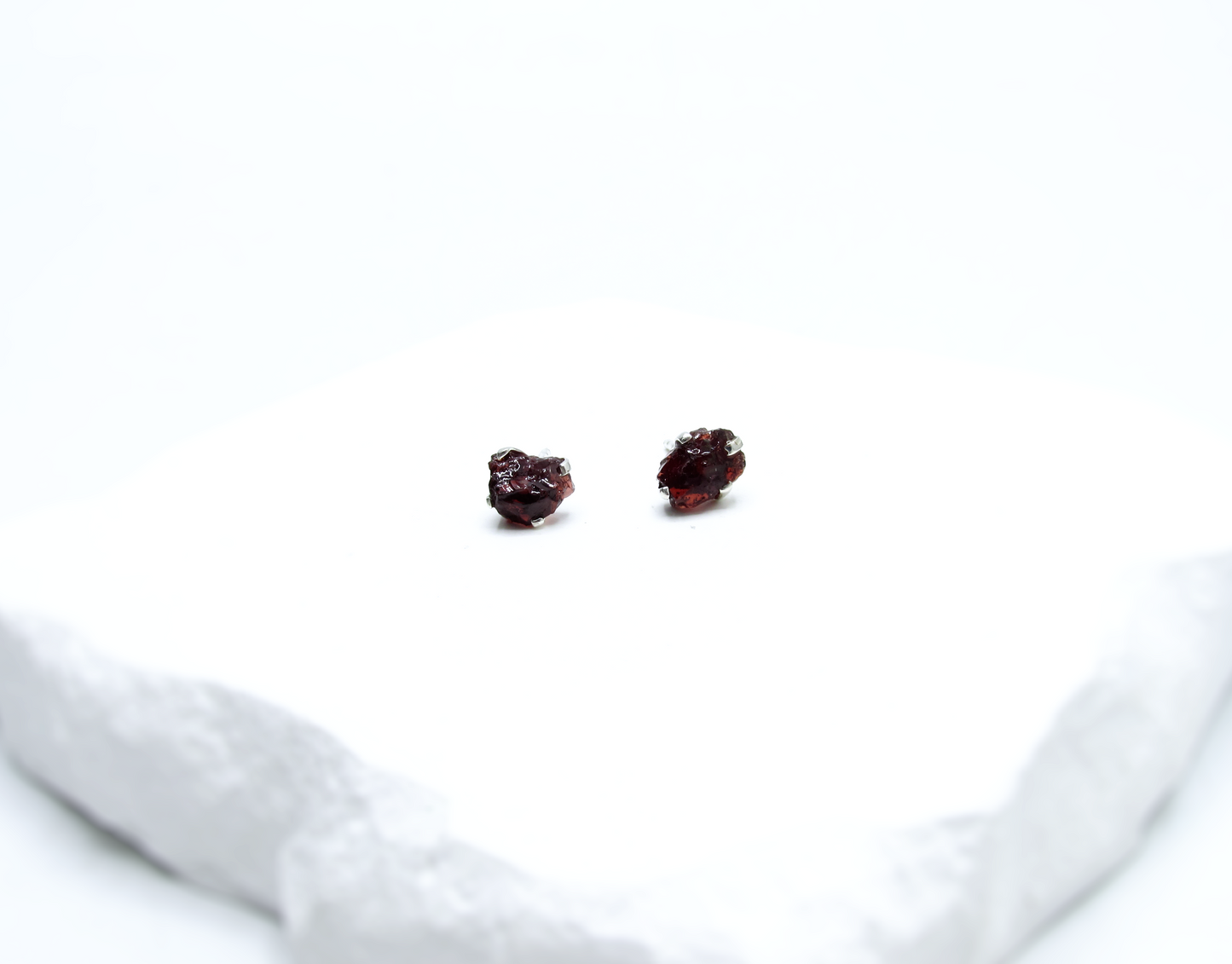 Garnet Birthstone Stud Earrings – Sterling Silver