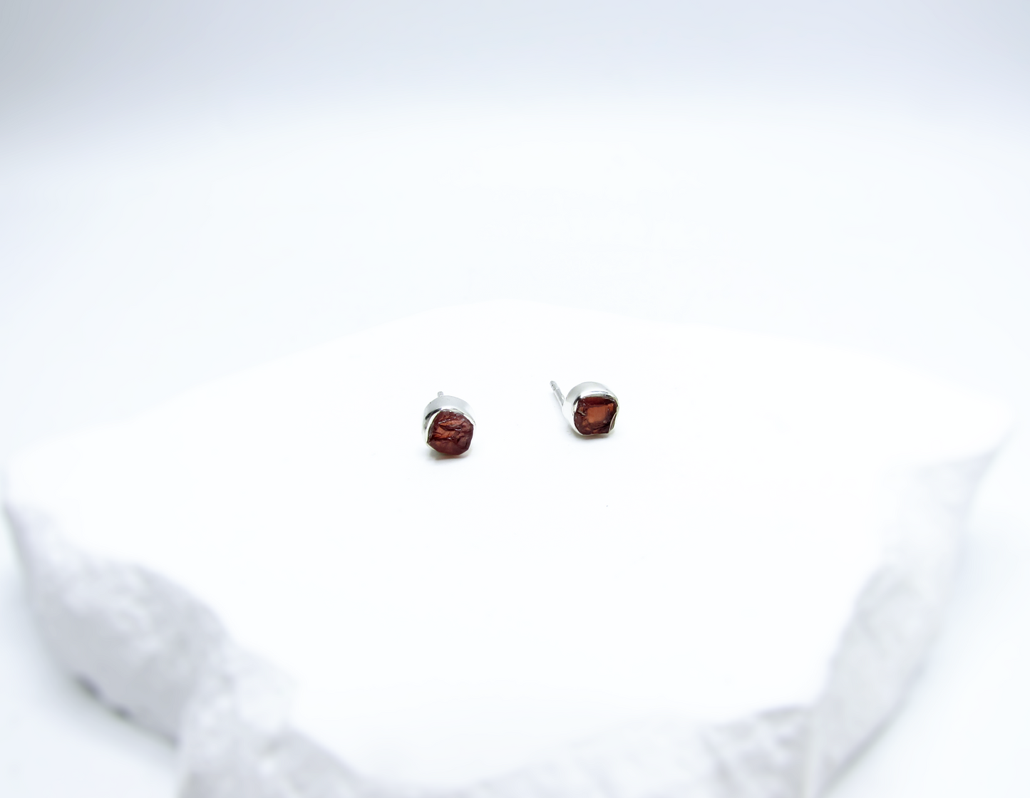 Garnet Birthstone Stud Earrings – Sterling Silver