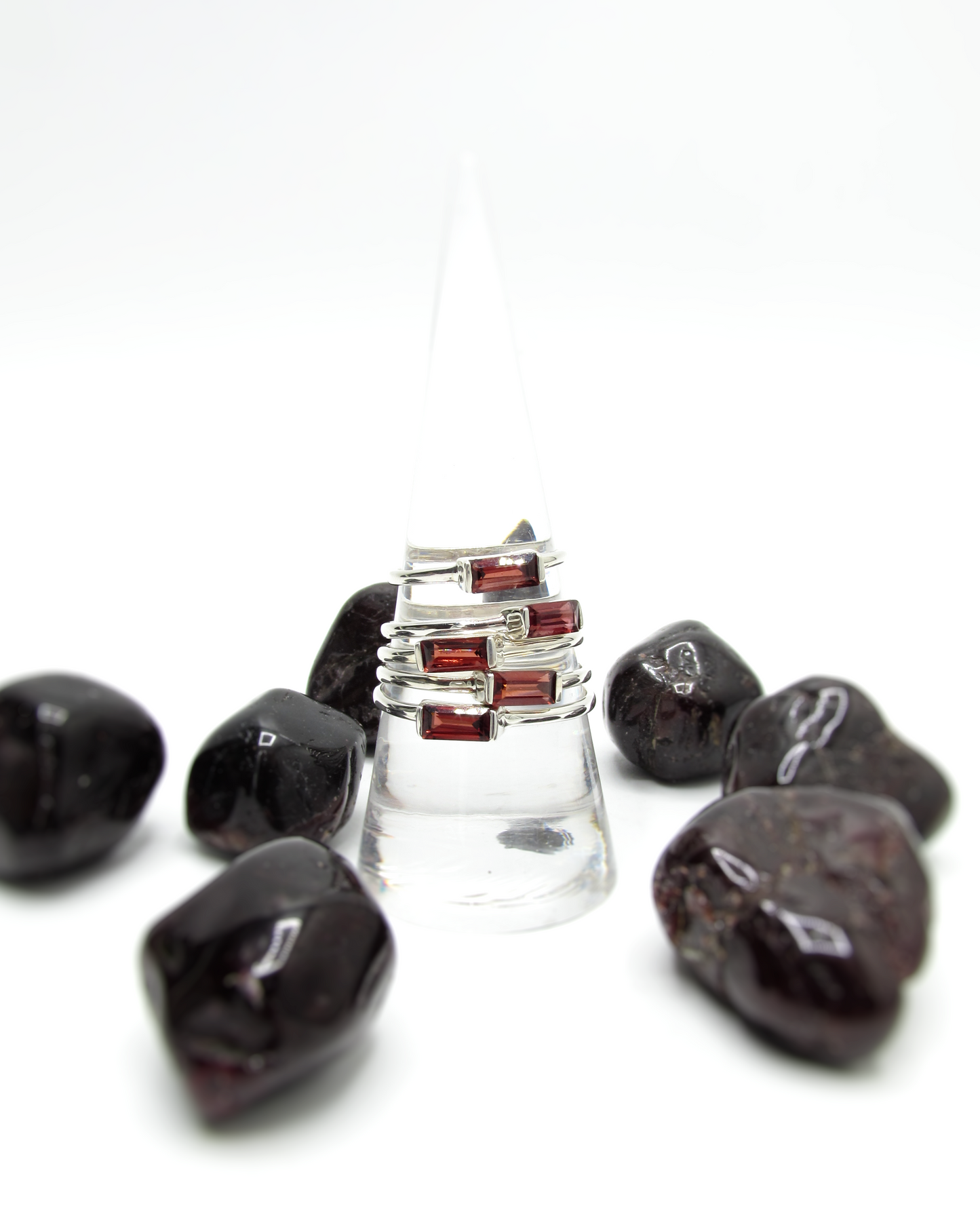 Garnet Petite Signet Ring – Sterling Silver