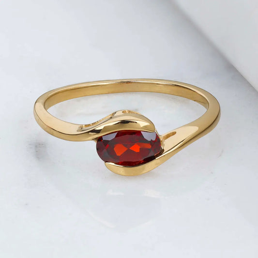 Garnet Embrace Ring 14K Gold Plated