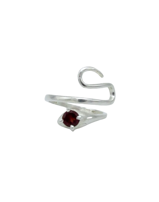 Garnet Swerve Ring - 8 | Sterling Silver