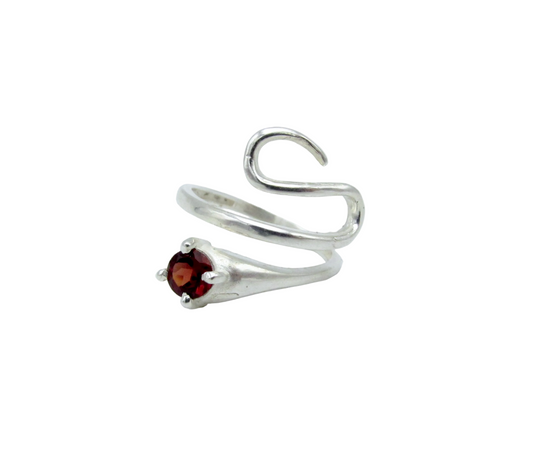 Garnet Swerve Ring - 8 | Sterling Silver