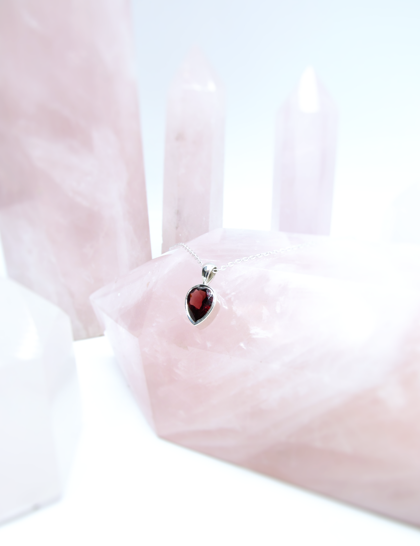 Garnet Pendant – Sterling Silver .925