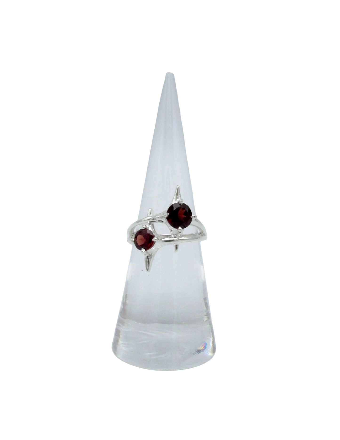 Garnet Twin Stars Ring | Sterling Silver