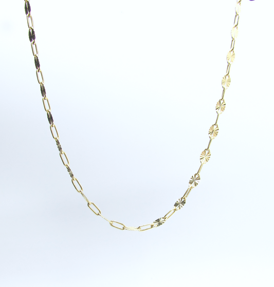 Dapped Paperclip Chain 14K GF