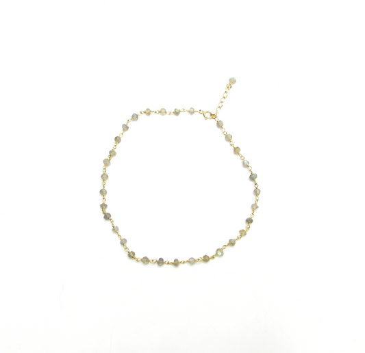 Beaded Labradorite Anklet 14K GP