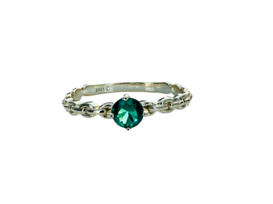 Green CZ Chain Ring 18K GP