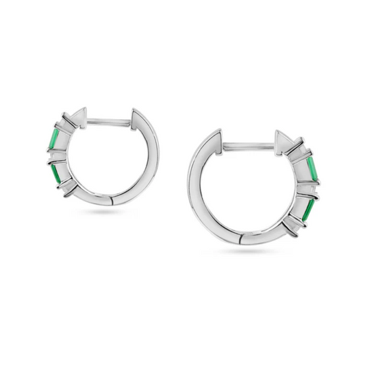 Green Baguette CZ Huggie .925