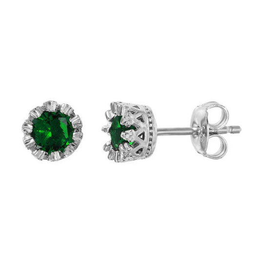 Green Crown CZ Studs .925