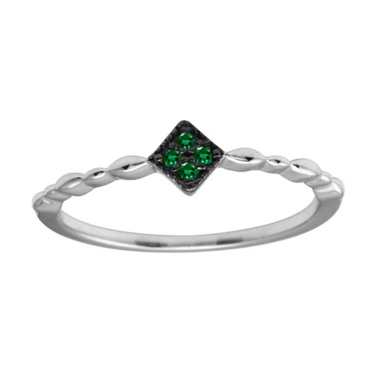 Dainty Green Diamond Ring .925