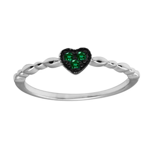Dainty Green Heart Ring .925