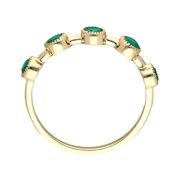Green Onyx Dots Ring - 14K Gold Vermeil