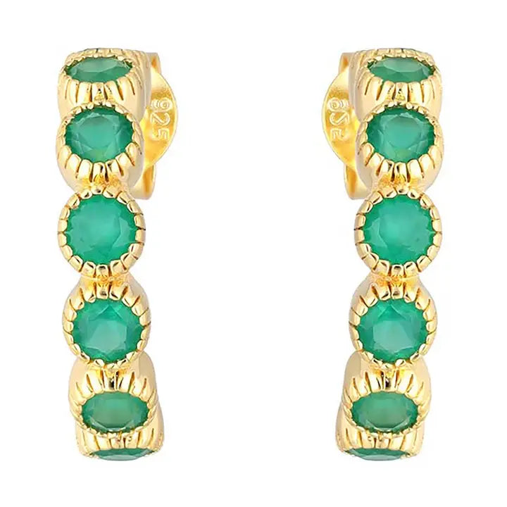 Green Onyx Hoop — 14K Gold Plated