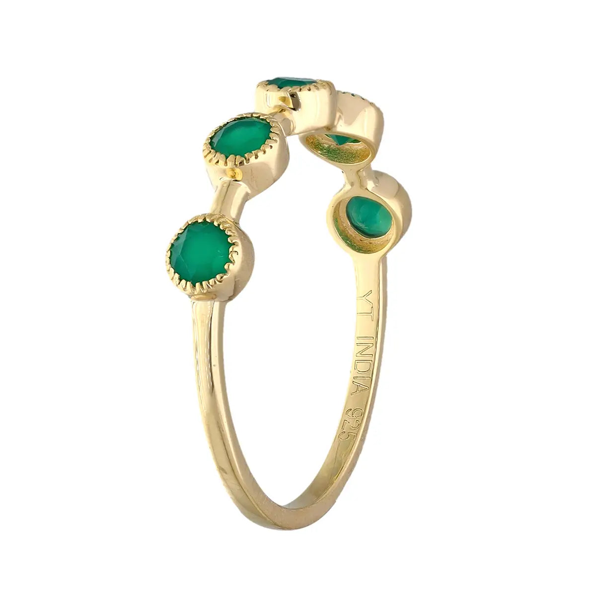 Green Onyx Dots Ring - 14K Gold Vermeil