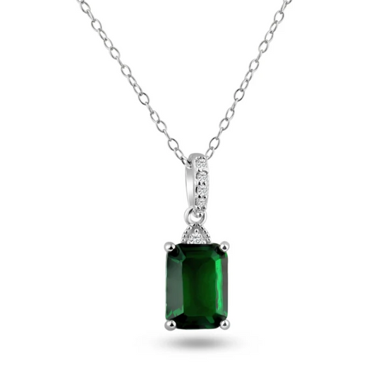 Emerald CZ Rectangle NK .925