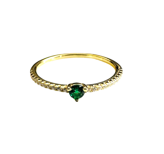 Green CZ Ring 18K GP