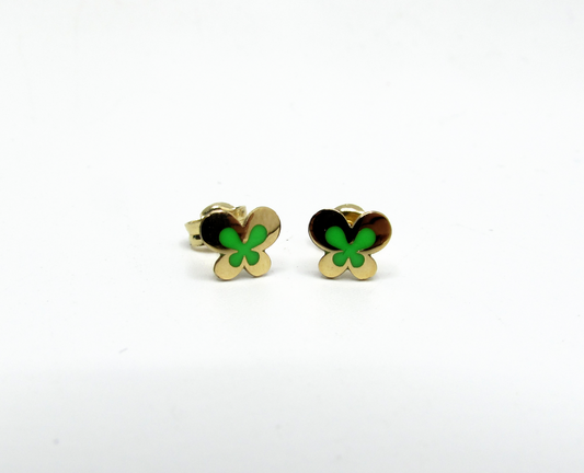 Green Spring Butterfly Stud 14K Gold