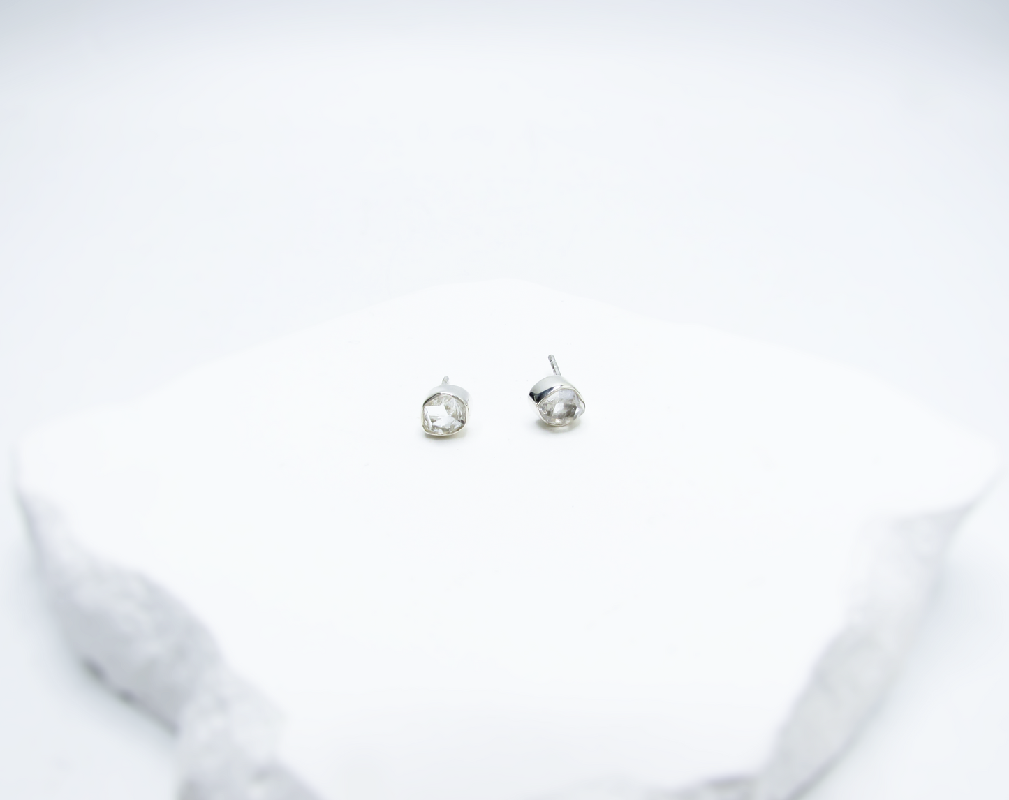 Herkimer Birthstone Stud Earrings – Sterling Silver