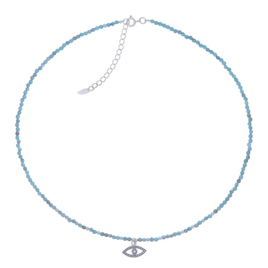Beaded Howlite and Turquoise Evil Eye Necklace