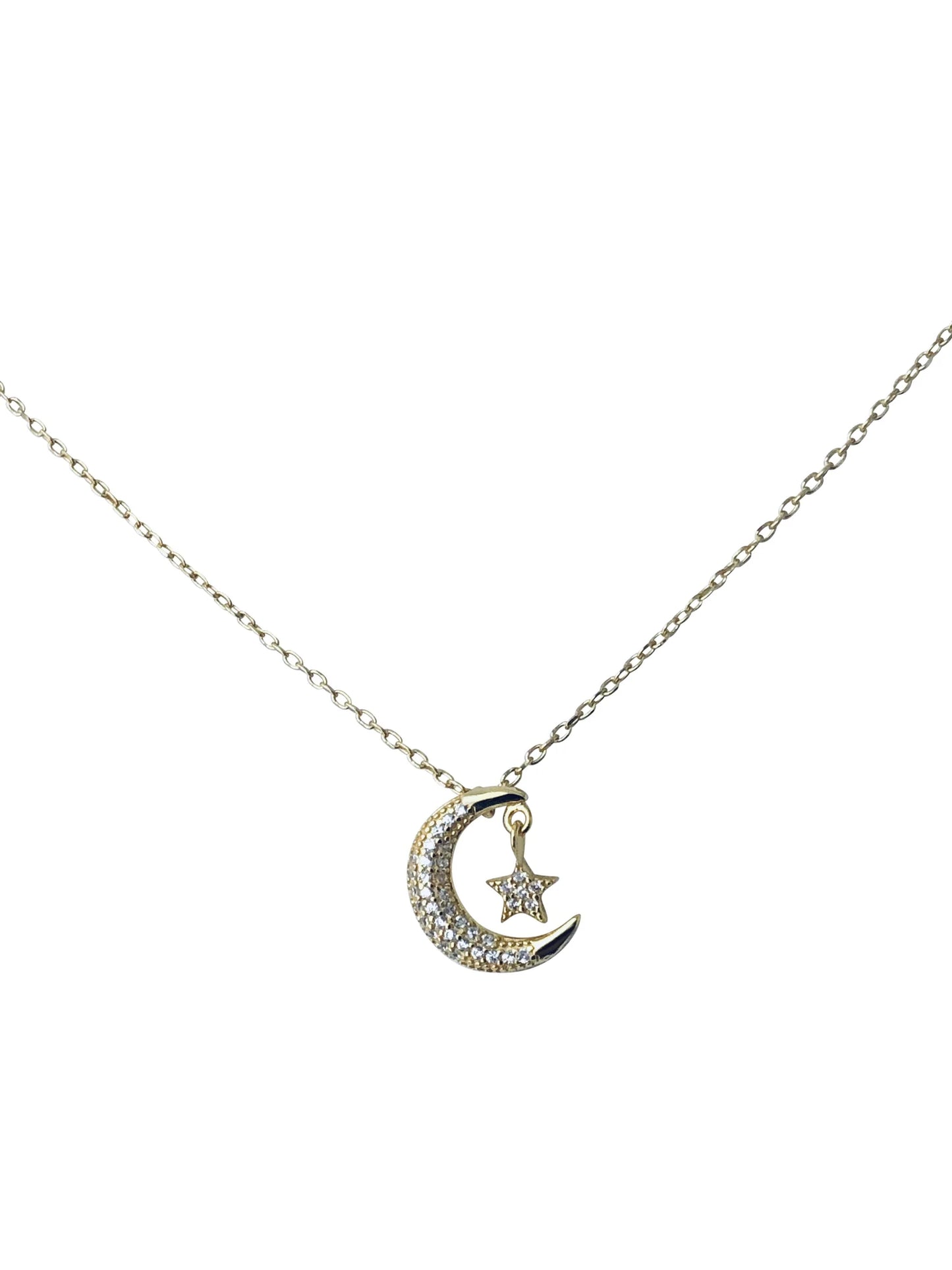 Crescent Moon Star Drop NK 14K GP
