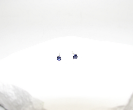 Iolite Birthstone Stud Earrings – Sterling Silver