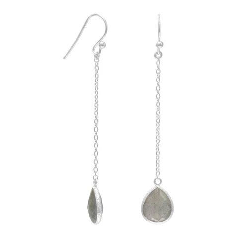 Labradorite Chain Drop Earrings .925