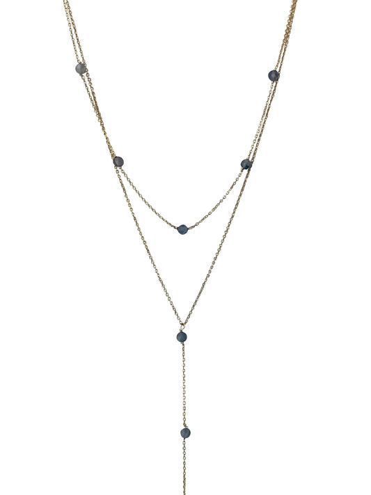 Layered Labradorite Drop Necklace 14K GP