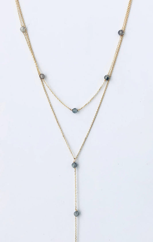 Layered Labradorite Drop Necklace 14K GP