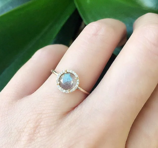 Labradorite CZ Halo Ring