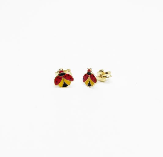Lucky Ladybug Studs 14K Gold