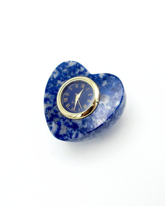 Hand-Carved Lapis Lazuli Heart Clock