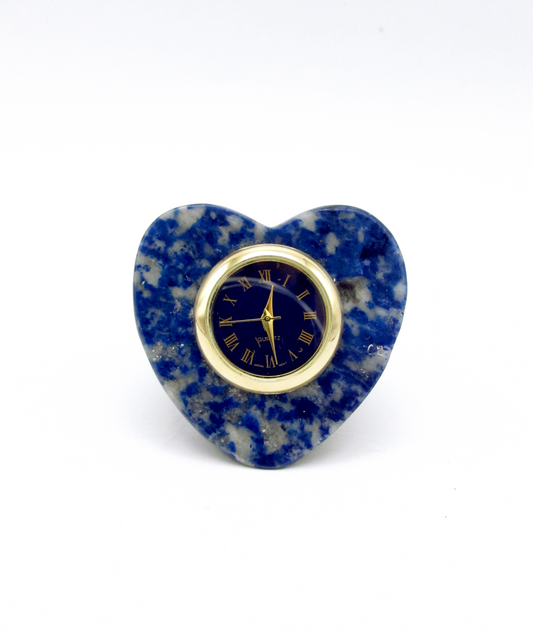 Hand-Carved Lapis Lazuli Heart Clock