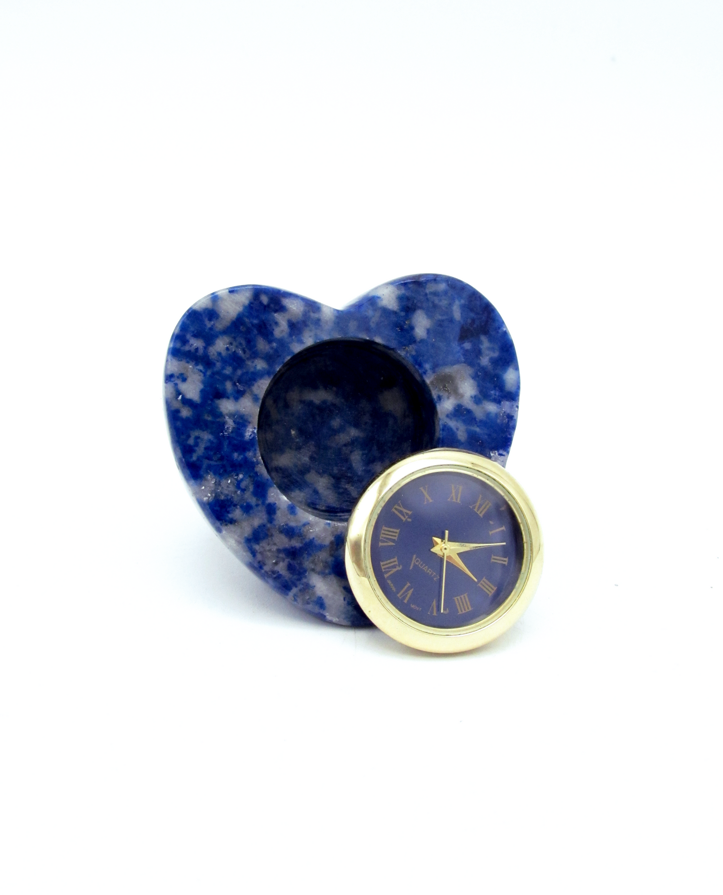 Hand-Carved Lapis Lazuli Heart Clock