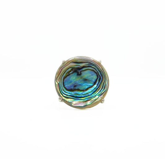 Abalone Large Circle Ring .925