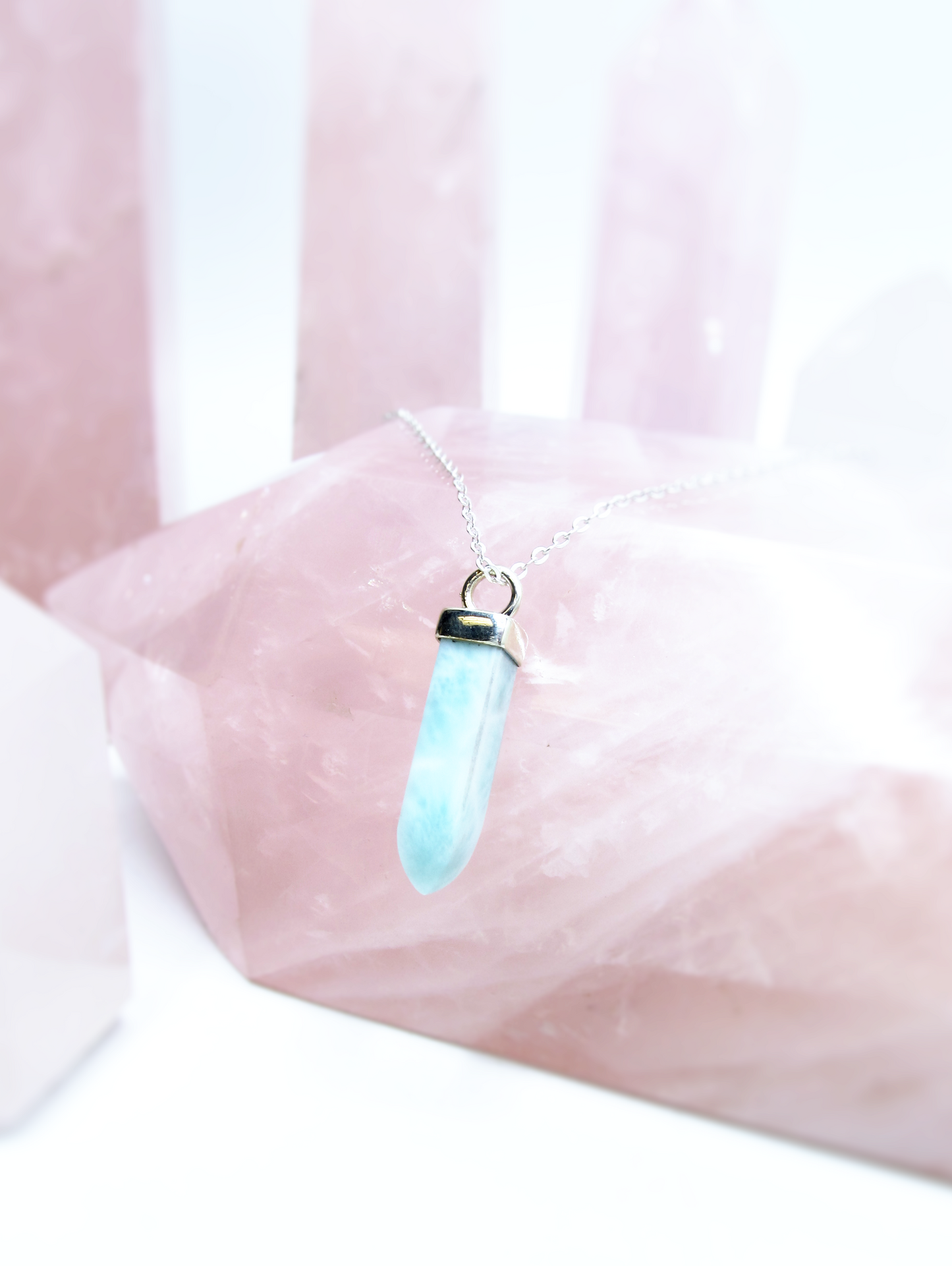 Larimar Crystal Point Pendant – Sterling Silver .925