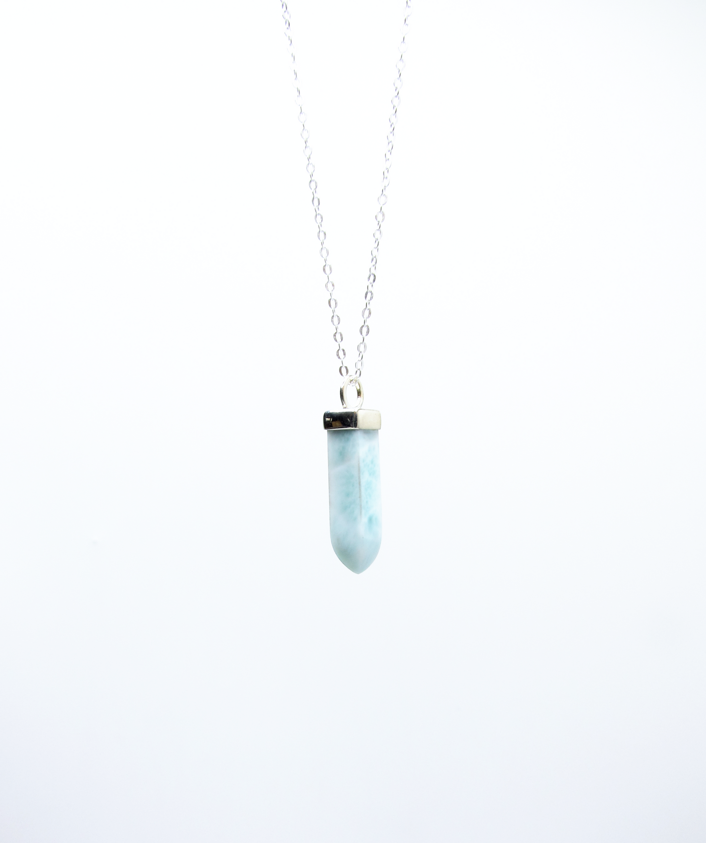 Larimar Crystal Point Pendant – Sterling Silver .925