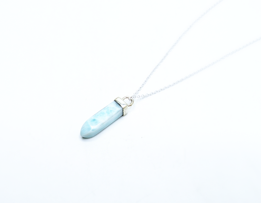 Larimar Crystal Point Pendant – Sterling Silver .925
