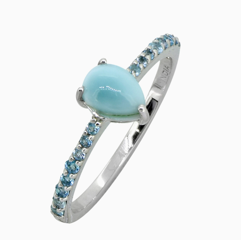 Larimar Teardrop Ring .925
