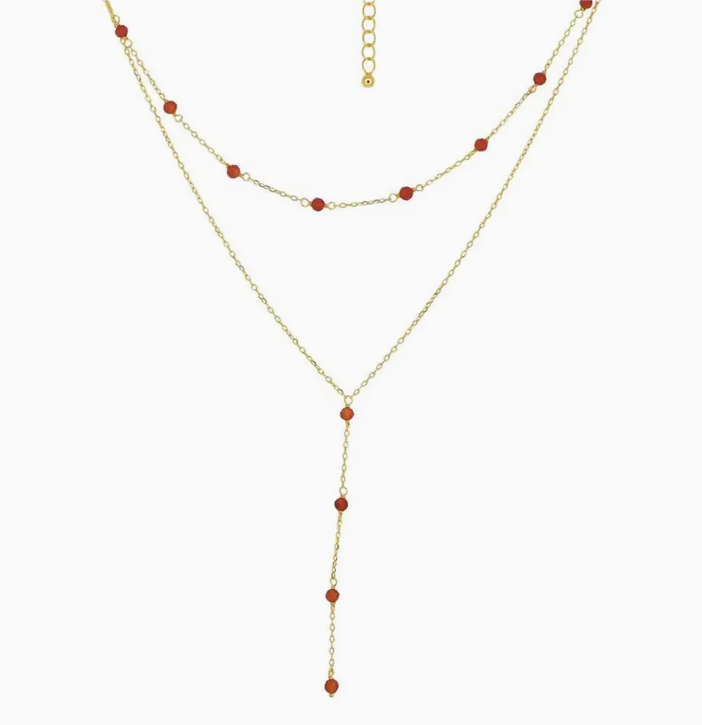 Layered Carnelian Drop NK 14K GP