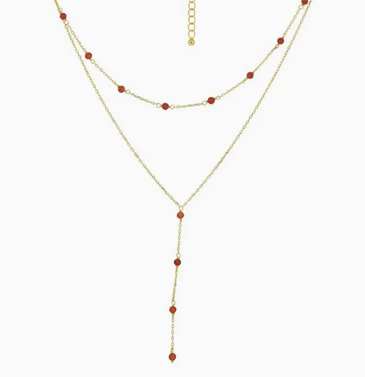 Layered Carnelian Drop NK 14K GP