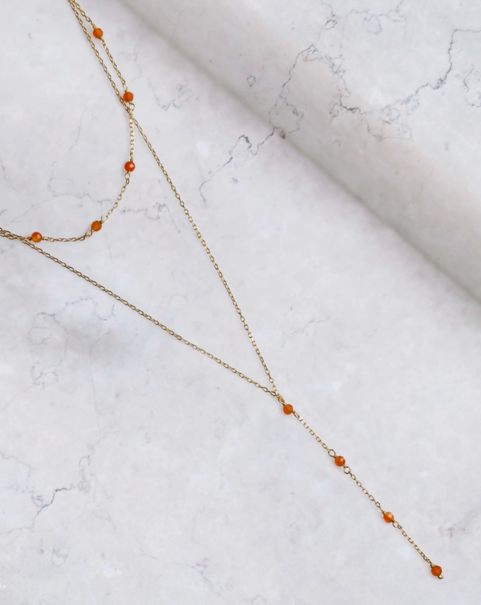 Layered Carnelian Drop NK 14K GP