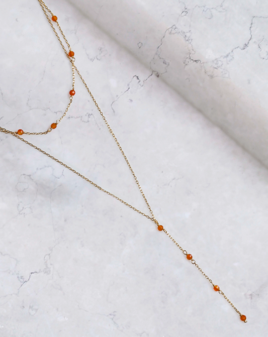 Layered Carnelian Drop NK 14K GP