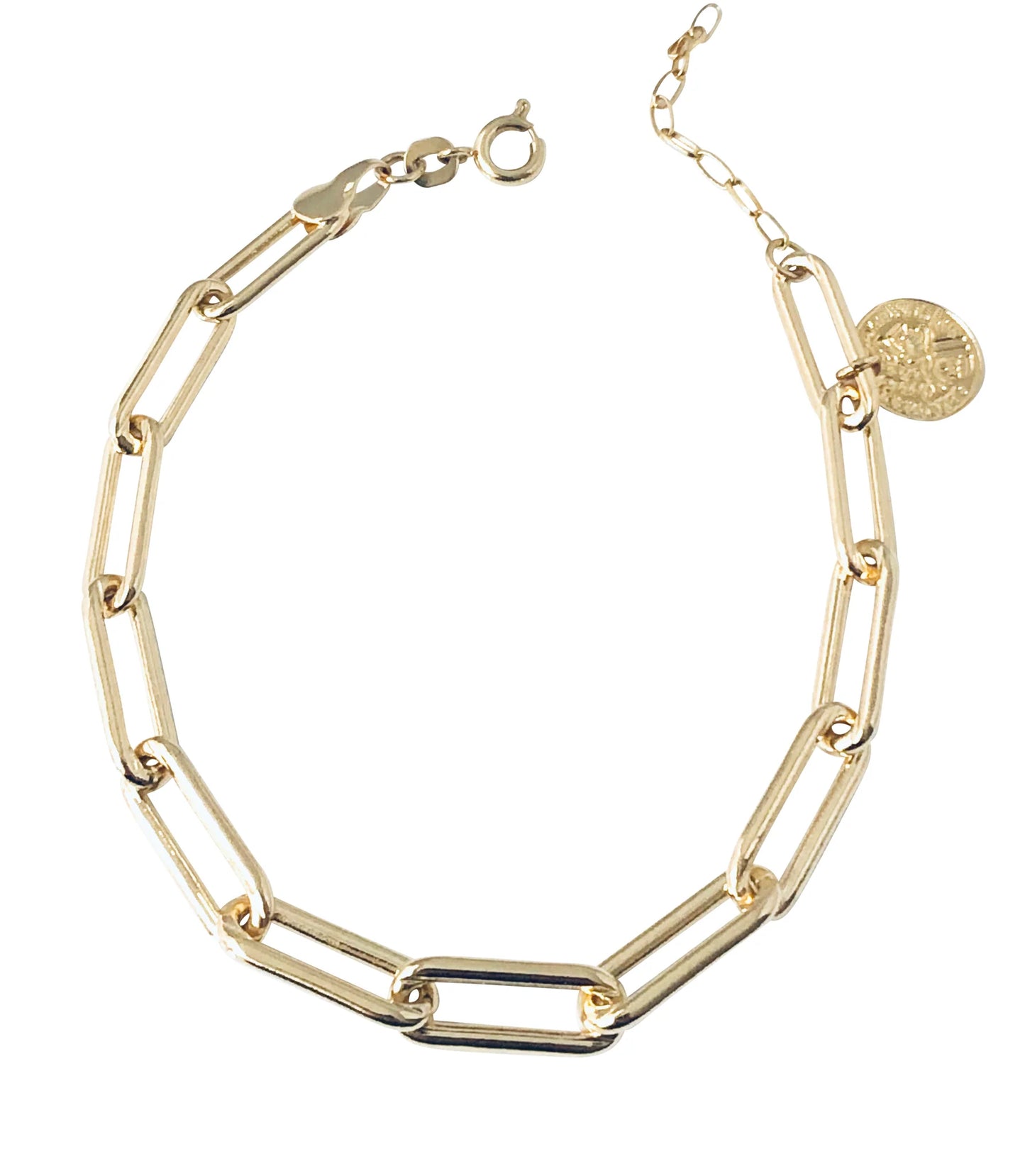 14k GF Paperclip Bracelet With Coin