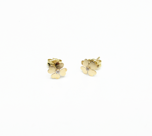 Lucky Heart Petals Stud 14K Gold