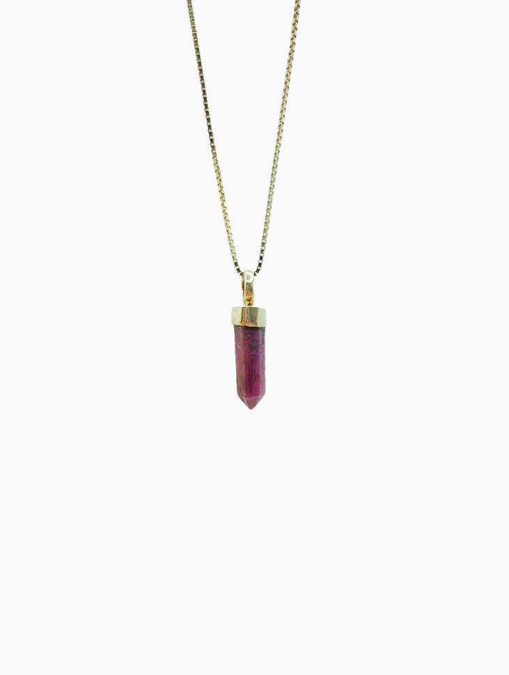 Ruby Ultra Mini Crystal Point Necklaces .925 Adjustable Chain