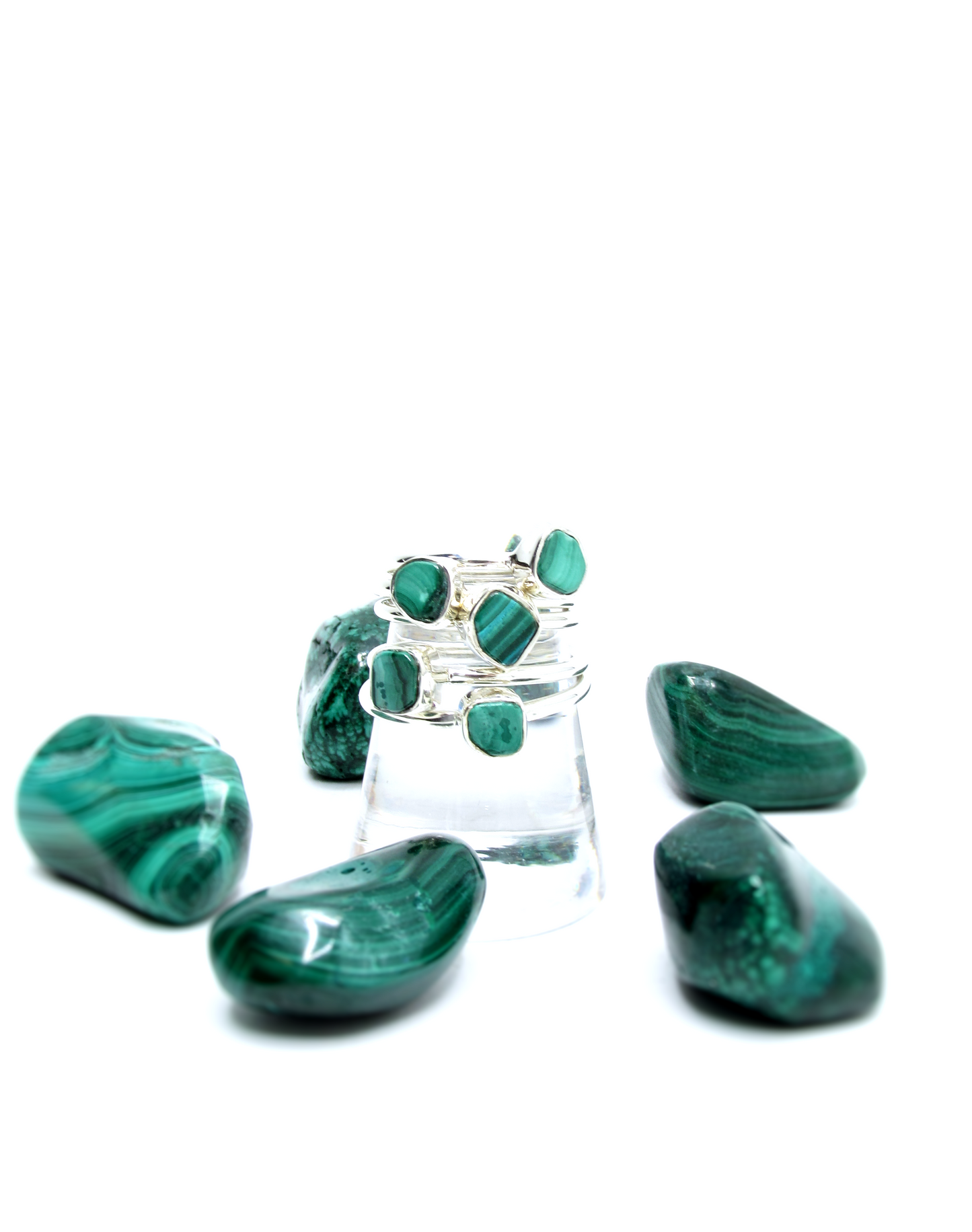 Malachite Round Stacking Ring – Sterling Silver