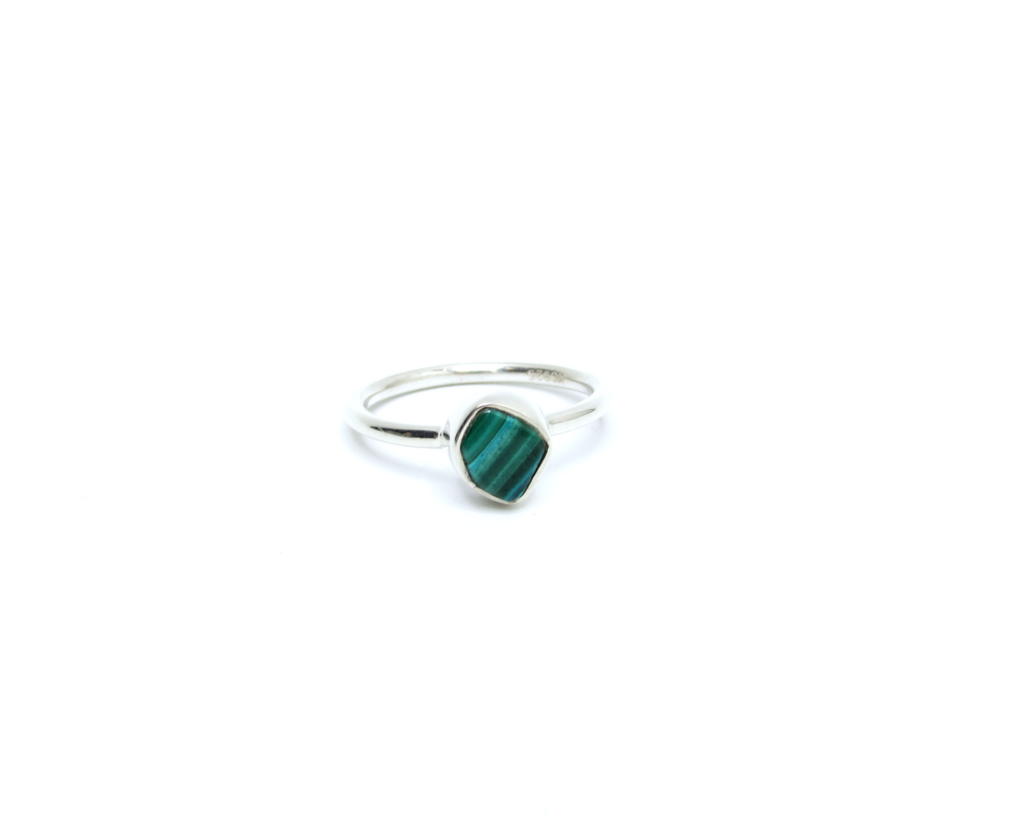 Malachite Round Stacking Ring – Sterling Silver