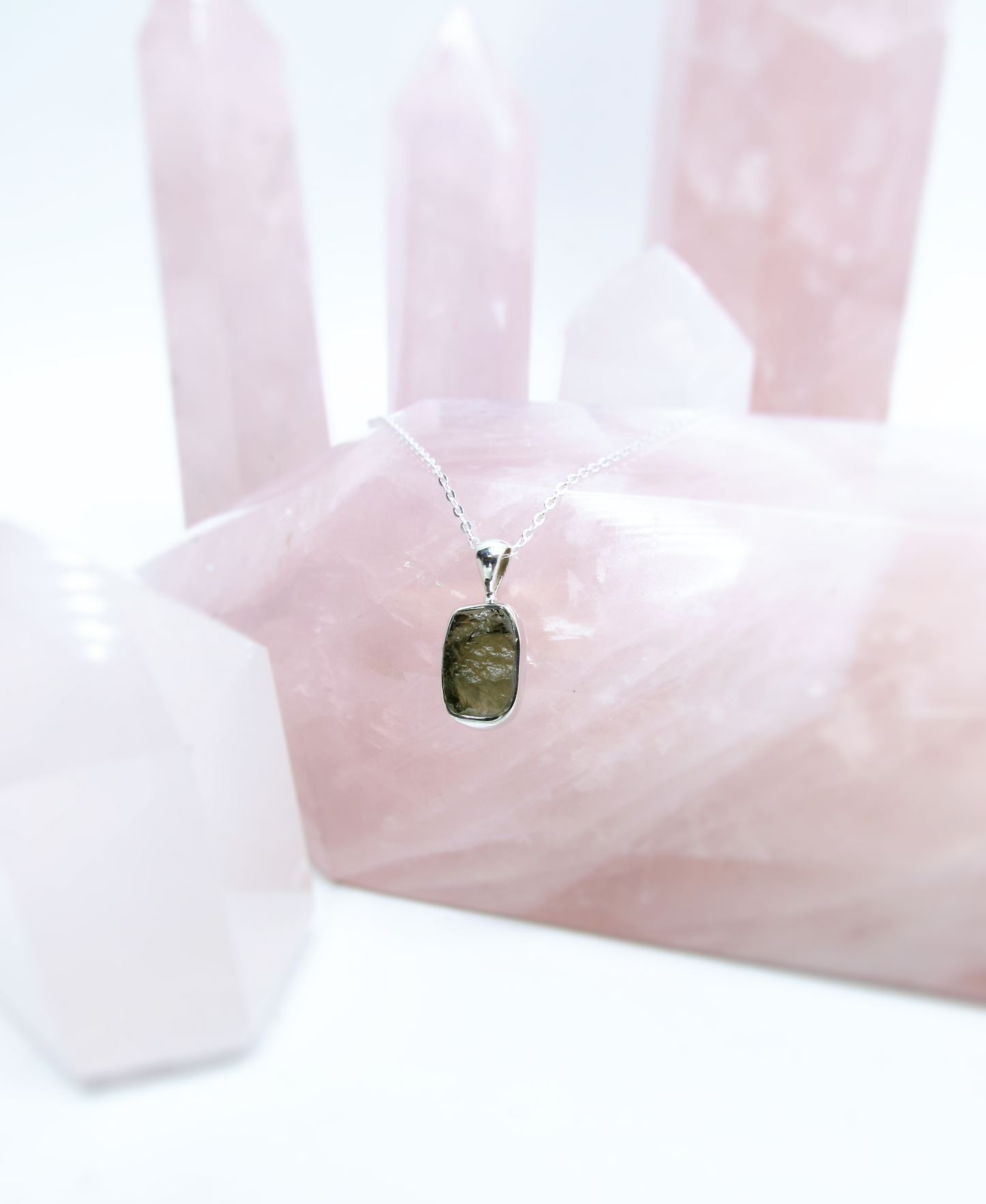 Natural Moldavite Pendant – Sterling Silver