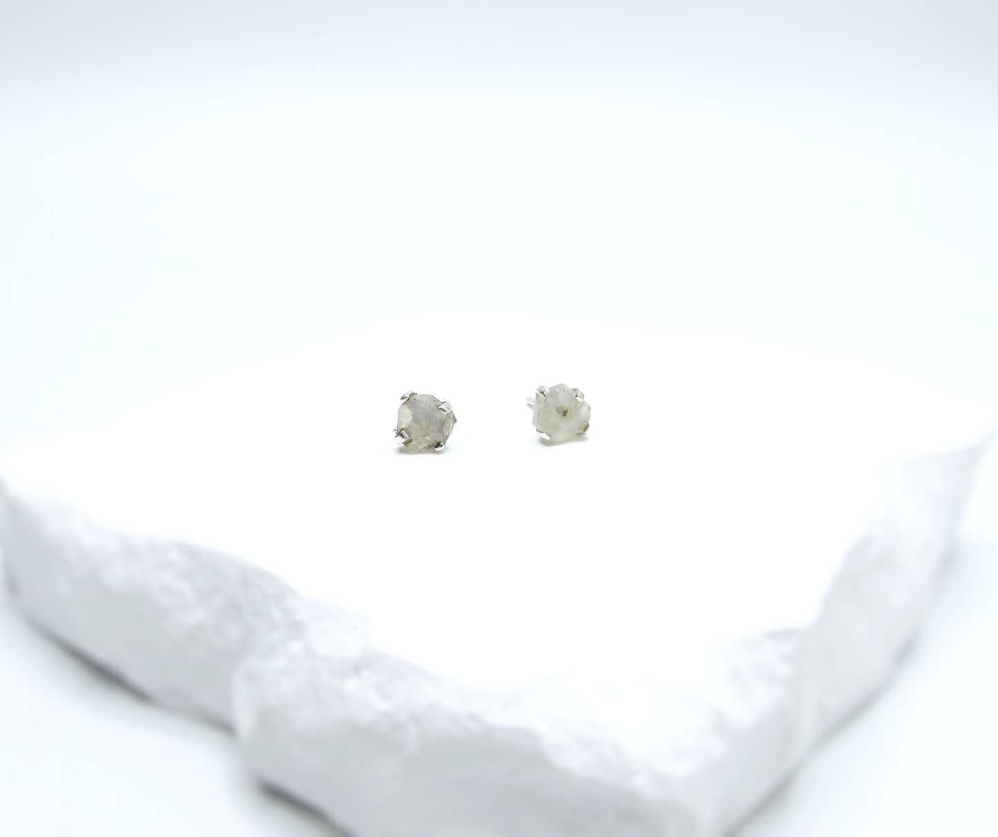 Rainbow Moonstone Birthstone Stud Earrings – Sterling Silver